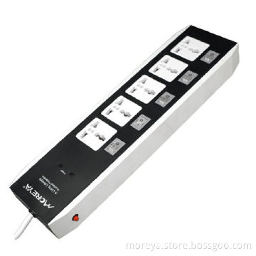 Universal standard power strip with 5 individual socket outlets, ABS casing, overload protection